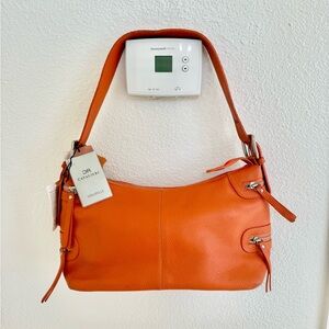 Cavalieri Italian Verapelle Leather Orange Shoulder Bag